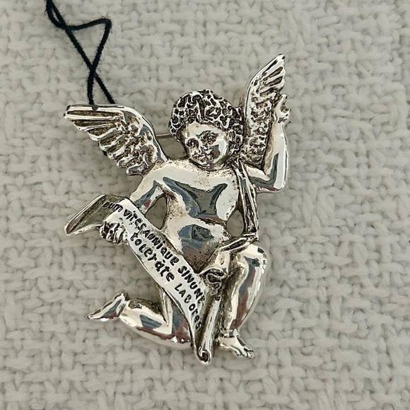 Vatican Library Collection Brooch Silver Plate Angel Cherub Vintage Pin New Box - Picture 4 of 9
